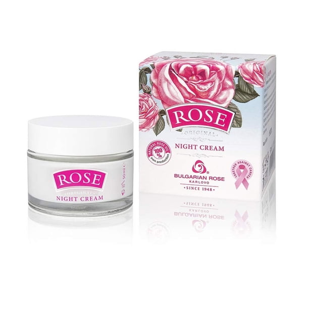 Crema facial de noche rosa búlgara, aceite hidratante y rejuvenecedor para el cuidado de la piel, crema de noche revitalizante con agua, crema facial hidratante