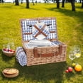 thumbnail image 6 of Picnic Basket Set for 2 Persons with Waterproof Picnic Blanket and Large Insulated Cooler Compartment, Willow Picnic Hamper Basket with Cutlery Service Kits for Camping, Wedding (Red), 6 of 6
