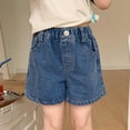 thumbnail image 3 of Eltusu Girls Jean Shorts, Casual Summer Relaxed Fit Elastic Waist Denim Shorts with Pockets Blue Size 7-8 T, 3 of 7