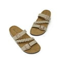 thumbnail image 4 of DREAM PAIRS Women's Slides Soft Cork Footbed Sandals Comfortable Walking Slip-on Flat Sandals Arch Support Adjustable Buckle Braided Straps Slippers, 4 of 6
