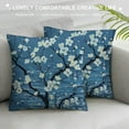 thumbnail image 3 of Nawypu  Floral Throw Pillow Cushion Cover, Sakura Tree Branches Pale Japanese Cherry Blossom Spring Form, Decorative Square Accent Pillow Case, Blue, 3 of 5