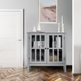 thumbnail image 2 of Giantex Armoire Console, Armoire de Rangement de Cuisine avec Porte en Verre, Buffet Console, Vitrine Serveur, Gris, 2 of 10