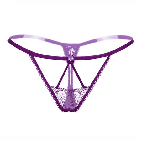 

YXGla Sexy Lace Strap G-String Hollow out Elastic Thong Underwear Women s Underpants