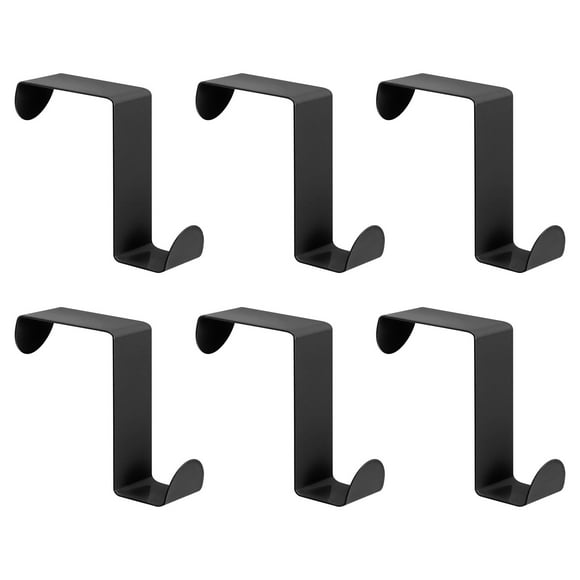 Ganchos para Puerta, Paquete de 6 Ganchos de Acero Inoxidable, Ganchos Dobles para Colgar Ropa (Negro)
