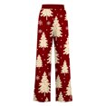 thumbnail image 4 of Ofreoo Christmas Linen Pants For Women High Waisted Pants Drawstring Elastic Business Casual Pants Loose And Comfortable Commuting Pants With Pockets, 4 of 5