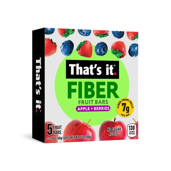 That's It 100% Natural Gluten Free Soft & Chewy Apple + Berry Fruit Bars, 5 Count Box