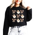 thumbnail image 2 of Santa with Leopard Print Hats and Coquette Bows Sweatshirts Christmas Pullover Black Sweatshirt Adult Medium, 2 of 4
