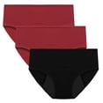 thumbnail image 2 of uublik Value 3-Pack, Briefs Women Leak Proof Cotton Overnight Menstrual Panties Briefs Plus Size Period Underwear for Women Black, 2 of 5