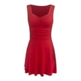 thumbnail image 6 of THDHVS Women's Casual Dresses,Summer Dresses for Women 2025,Women's Square Neck Ruffle Hem Mini Dress Ruched Waist Short Party Dresses Red XL, 6 of 6