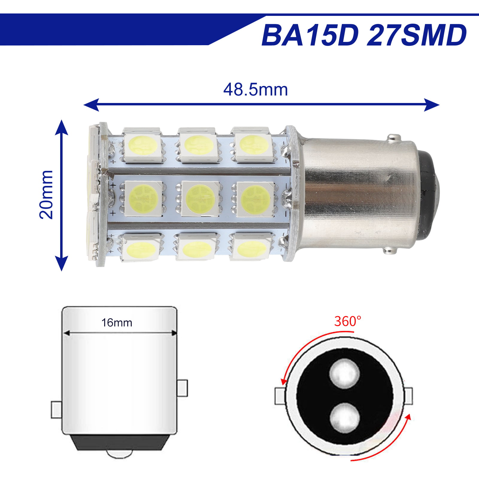 4pcs BA15D LED Bulbs, TSV 12V LED Replacement Bulb, 6000K White 5050 27-SMD Double Bayonet Base 1076 1142 68 1004 Replacement Lamp for Boat Marine Camper Interior Light - Walmart.com