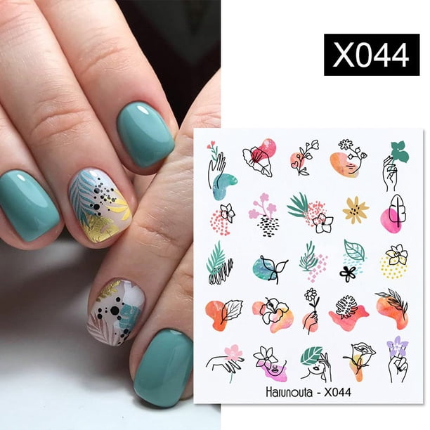 Harunouta 1 Hoja 3D En Relieve Pegatina De Uñas Flor Hojas Transferencia De Agua Pegatinas Para Arte DIY Gao Jiahui unisex