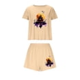 thumbnail image 2 of FDGIU Women's Halloween Pajama Set 2025 - Spooky Graphic Print 2-Piece Lounge Wear, Cute Short Sleeve Top & Elastic Waist Shorts, Soft Lightweight Sleepwear, 2 of 7