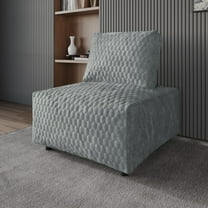 Home Design Amos Velvet Accent Chair for Living Room, Gray, Movable Backrest, Removable Cover, Back Pillow Design, High-Density Foam Padding, Sturdy Frame & Silent Footrest