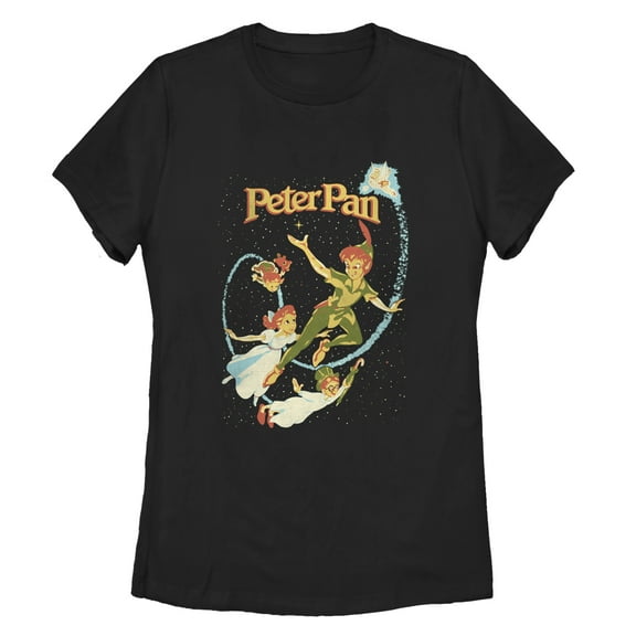 Women's Peter Pan Flight Wish Graphic Tee Black X Large