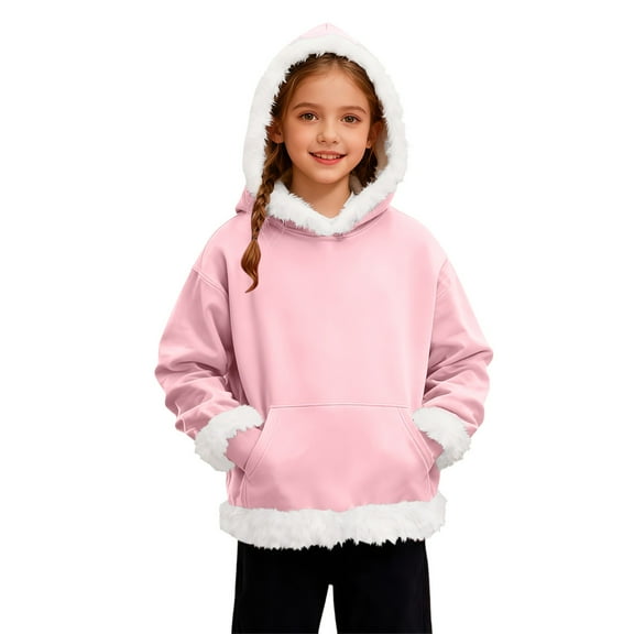 Teen Girls Hoodie Kids Pink Hooded Long Sleeve Lightweight Pullover Tops Loose Sweatshirt Fall Clothes Size 10-11 Years Girls Clothes
