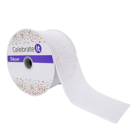 UPC: 0191518420128 | 2.5 White Faux Burlap Wired Ribbon by Celebrate It™