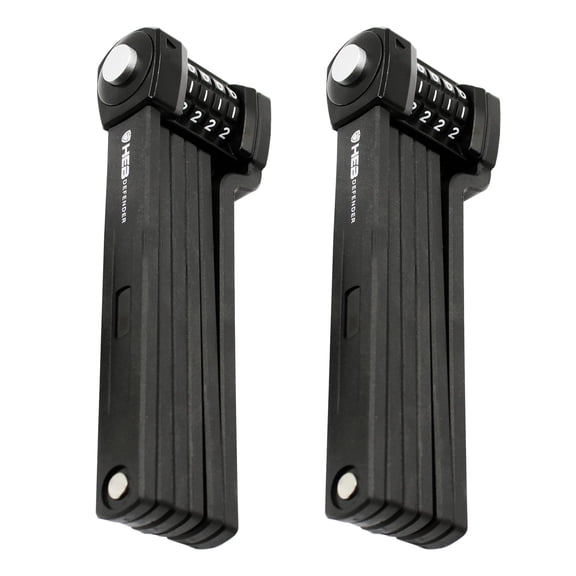 HEB Defender Folding Bike Lock - Heavy Duty Bike Lock - Anti-Theft-Foldable Bike Lock, Combination Bike Lock for Ebikes, MTB, Scooters, & Bicycles (33.5 inch Compact Combination Lock, 2, Count)