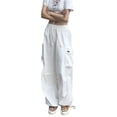 thumbnail image 1 of VISgogo, pantalones cargo de primavera y verano para mujer, pantalones informales con cordones y varios bolsillos de Color sólido VISgogo  moda, 1 of 6
