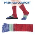 thumbnail image 4 of OpetHome 3 Pairs Colorful Striped Crew Five Toe Socks, Unisex Cotton Split Toe Athletic Socks for Daily Wear Cycling Running Medium, 4 of 5