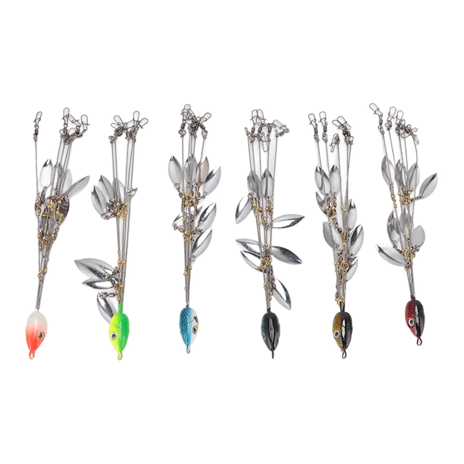Riousery 6 Pcs Umbrella Rigs with Sequin Fishing Lures, 5 Arms 8 Blades Bass Bait Rig Set for Freshwater & Saltwater Fishing (8.27 inches / 21 cm)
