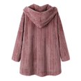 thumbnail image 3 of Baberdicy Women's Plush Long Sleeve Coat, 2022 New Winter Plus Size Fuzzy Jacket for Casual Warm Outerwear , Fuzzy Plush Jacket, Cozy Winter Coat, Soft Teddy Outerwear Red Xxl, 3 of 5