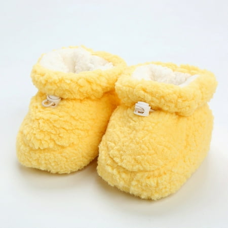 

TOWED22 Baby Sneaker Toddler Winter Plush Thickened Baby Shoes Soft Sole Warm Girls Socks Cotton Shoes For Babys Yellow