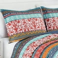 thumbnail image 3 of Chezmoi Collection Amara 3-Piece Boho Stripe Quilt Set, Floral Colorful Bohemian Printed Microfiber Lightweight Bedspread Set, Queen (100" x 95"), 3 of 9
