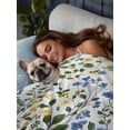 thumbnail image 3 of Elegant Blue Yellow Spring Floral King Size Flat Sheet, Wrinkleproof & Fadeproof Cooling Flat Bed Sheet Only, Summer Botanical Green Breathable Soft Bedding Top Sheets 105 x 98 Inches, 3 of 8
