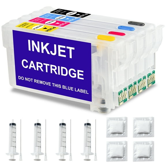 812XL Empty Refillable Ink Cartridges with Chip Replacement for EPSON WF-7840 WF-7820 WF-7310 EC-C7000 Printer Used for Regular Or Sublimation Ink(4 Pack)