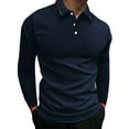 thumbnail image 1 of PEASKJP Men's Solid Polos Casual Banded Collar Button Vacation T Shirt,Navy S, 1 of 4