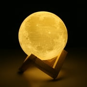 Lamps Rechargeable Print Moon Led Lamp 2 Color Change Touch Switch Bedroom Bookcase Night Light Home
