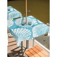 thumbnail image 2 of Outdoor Tablecloth with Umbrella Hole for Patio/Picnic/Party/Camping, Turquoise Scallop Coastal Waterproof Table Cloth Square Cover Washable, Summer Beach Nautical (60"x 60"), 2 of 9