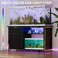 thumbnail image 3 of DreamCurship 55-75 Gallon Fish Tank Stand with Power Outlet and Led Light, RGB Lighting Strip Ideal for Turtle Enclosure, Reptile Terrarium, Black and Gold, 3 of 8