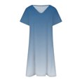 thumbnail image 4 of Wycnly Dresses for Women Plus Size Casual Loose Swing Tunic Tshirt Midi Sundress V-Neck Short Sleeve Gradient Print Summer Knee-Length Formal Dress Sky Blue s, 4 of 5