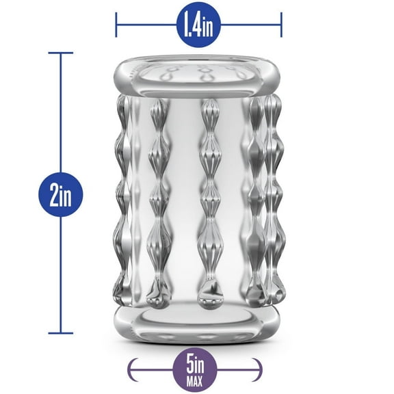 Eden Soft Textured Penis Sleeve, Stretchy Clear TPE, Enhances Sensation for Partnered or Solo Play, Body-Safe