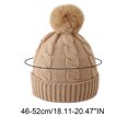 thumbnail image 3 of LpwkSSA Winter Knit Baby Hat Twisted Warm Beanie for Boys Girls Infant Toddler Baby Beanie with Pompom (Khaki,Free Size), 3 of 3