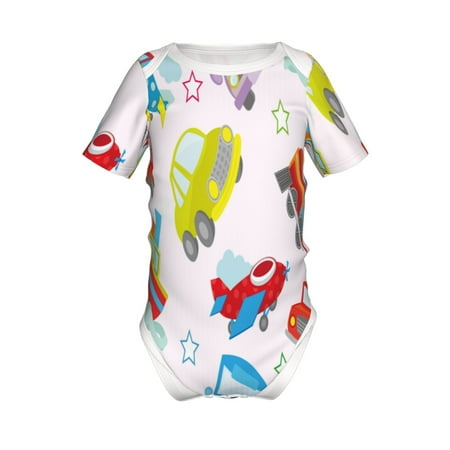 

Adobk Cute Transport Print Baby Climbing Clothes Jumpsuit Rompers Classic Rompers Child Short sleeve Bodysuits-12 Months