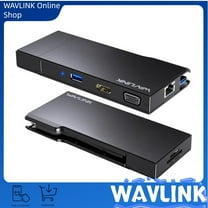 WAVLINK USB3.0 Travel Mini Dock, 9-in-1 Portable DisplayLink Dock, Multiport Adapter with 2K HDMI, 1080P VGA, 2x5Gbps USB3.0, Detachable SD/TF Card Reader, RJ45, for Mac/Windows/Android/Chrome/Ubuntu