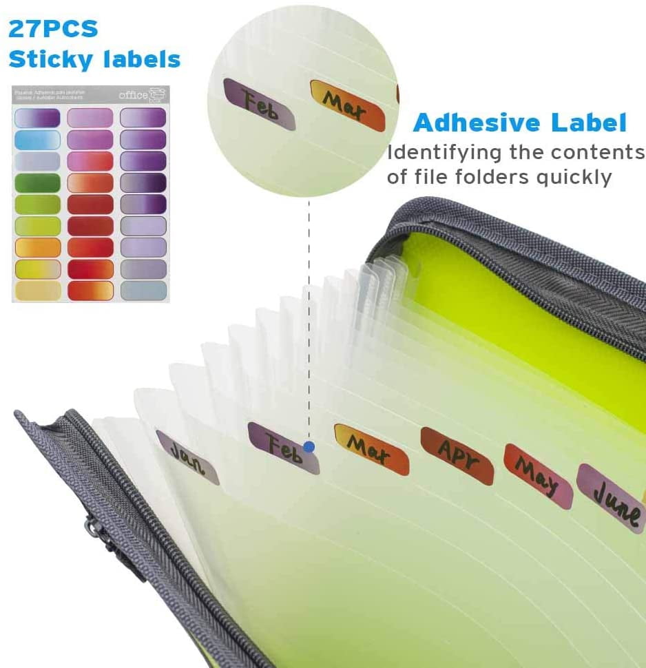 Buy 13 Pocket Expanding File Folder with Sticky Labels, Accordion File