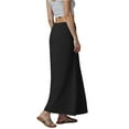 thumbnail image 6 of GEWSEY Flared Maxi Skirt with Back Slit - Elastic Waist Drawstring Long Flowy Ankle-Length Skirt (Black, L), 6 of 9