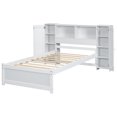 thumbnail image 5 of Euroco Wood Twin Size Platform Bed with Storage Headboard and Shelves for Living Room, White, 5 of 9