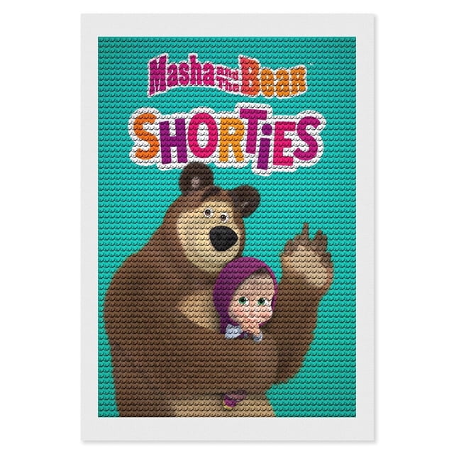 Masha y el Oso Kits de Pintura de Diamantes para Adultos 5D DIY Diamond Art Kits Full Drill Diamond Dots para Regalo Decoración de Pared y Relajación Artes de Gemas 20*30cm