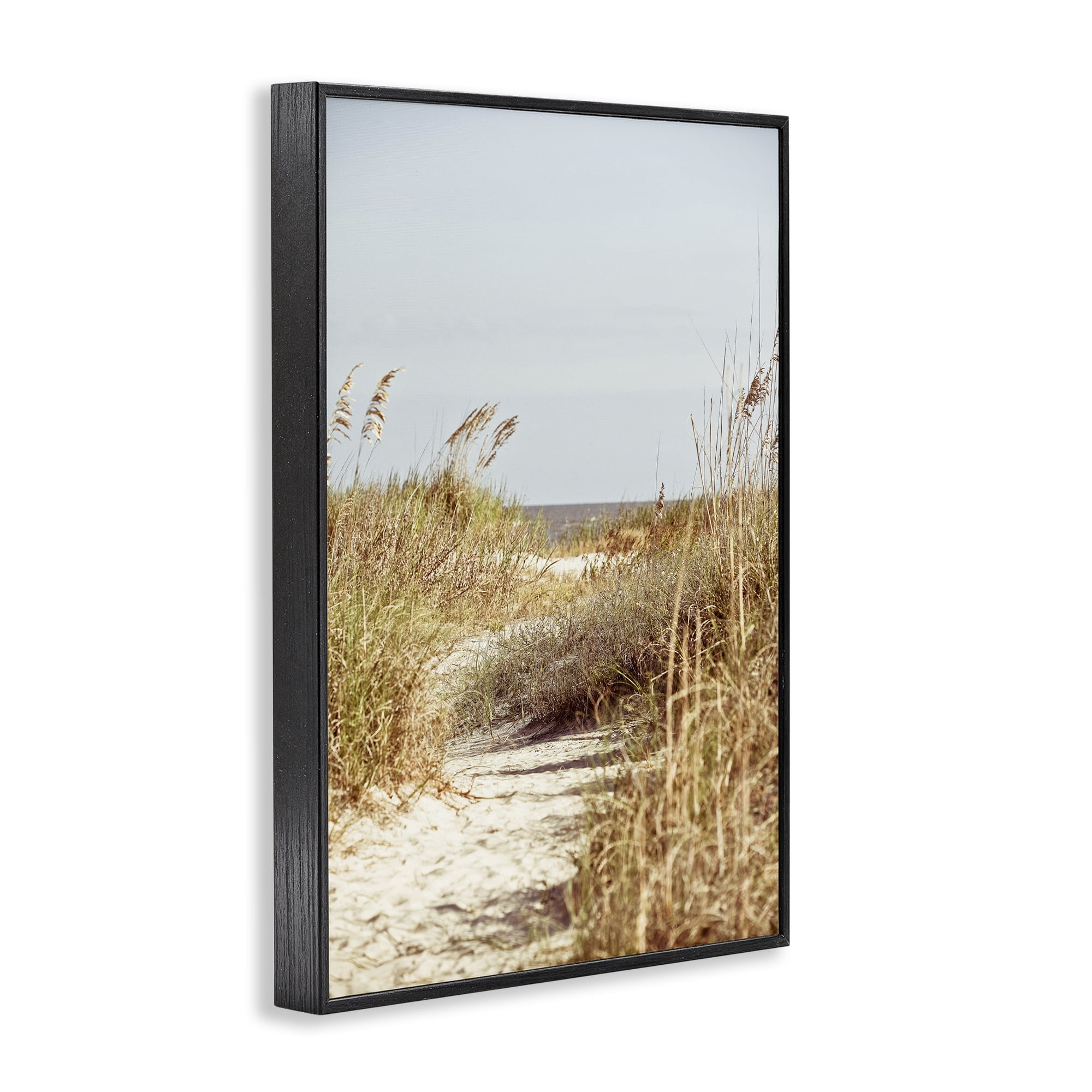 Stupell Industries Sandy Path with Reeds Landscape Photography Black Framed Art Print Wall Art, 20 x 30