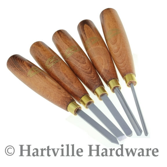 Crown Hand Tools #299W 5-Piece Micro Wood Turning Lathe Set in Wooden Box