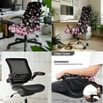 thumbnail image 2 of SCRAWLGOD 3 Pieces Stretchable Office Chair Cover with Armrest Slipcovers Dustproof Desk Chair Covers Stain Resistant Desk Chair Seat Protector, Cherry Blossom Pink Black, L, 2 of 7