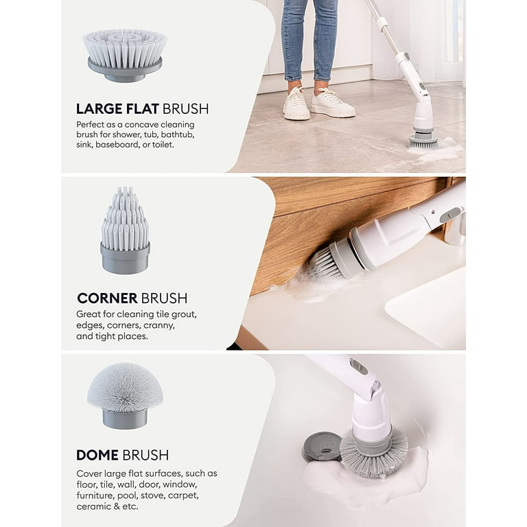 Geniani Electric Spin Scrubber - 360 Cordless Powerful Scrub Brush for Cleaning Bathroom, Tile, Floor, Tub and Shower with Adjustable Extension Handle