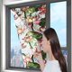 thumbnail image 4 of Lámina adhesiva estática para ventanas con motivos florales y arcoíris, 100 x 43 cm, adhesivo de PVC, 5 diseños botánicos para puertas de cristal, 4 of 5
