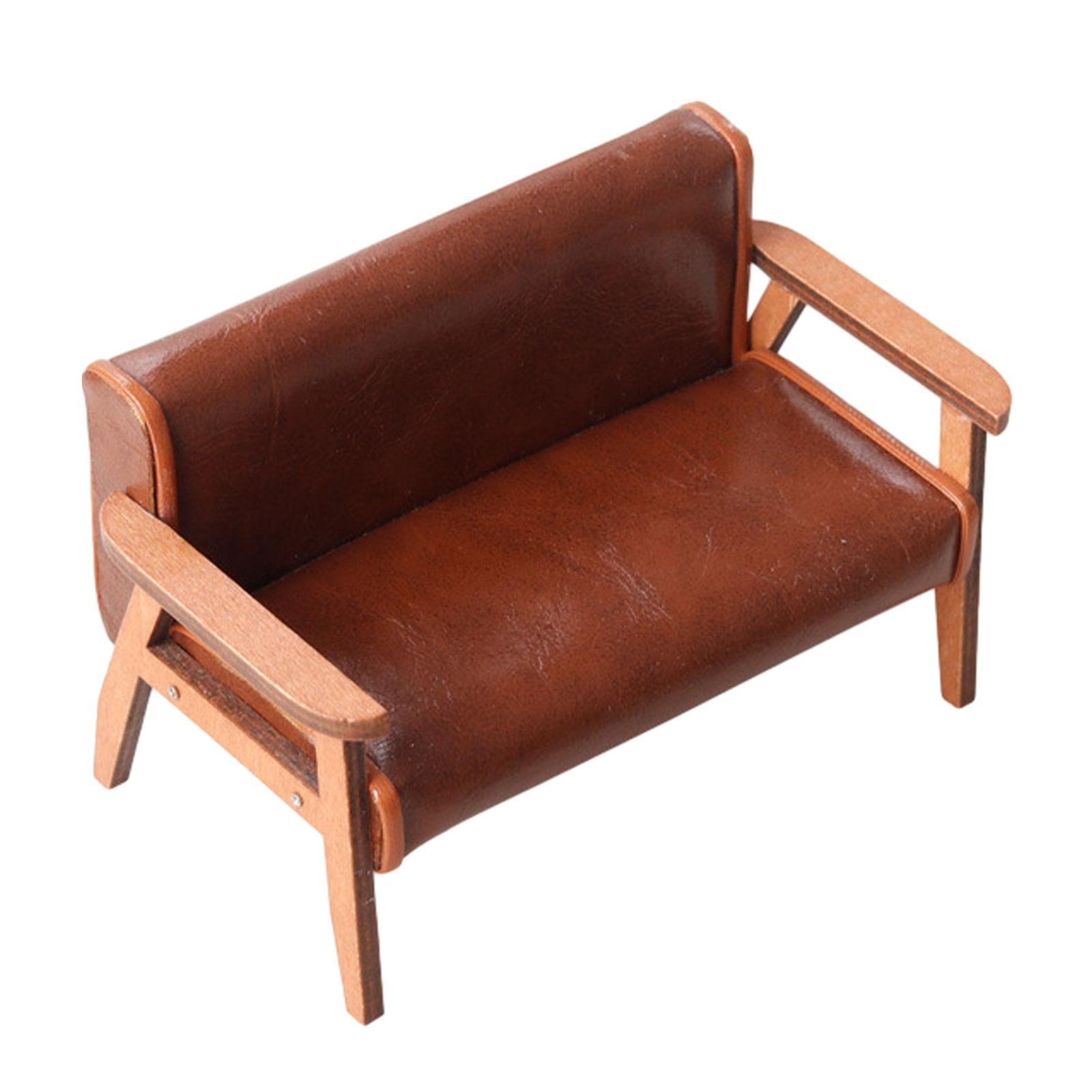 1 12 Scale Dollhouse Miniature Sofa Doll House Mini Sofa for Pretend Play Light Brown Big Walmart