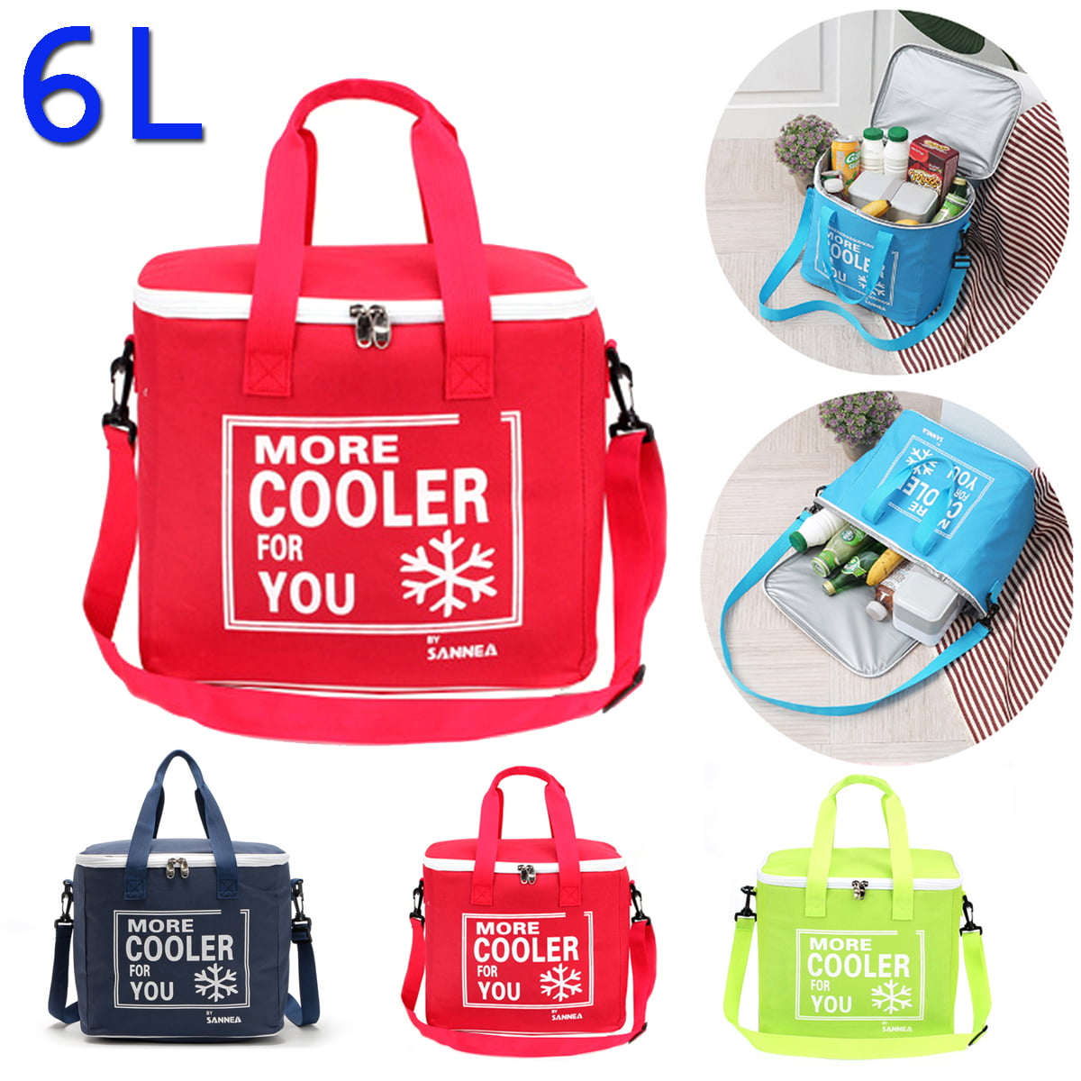 Insulated Thermal Cooler Bags Lunch Time Sandwich Drink Cool Storage Bag 6L 