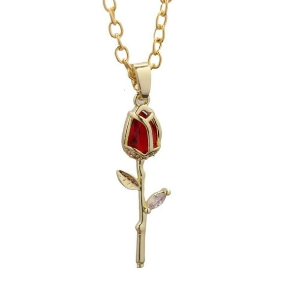 lanema Fashionable Gold Tulips Pendant Necklace with Rhinestones Jewelry Accessory for Women Seek Elegant Beauty Styles